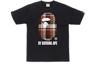 a bathing ape plaid t - shirt in black