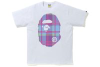 a bathing ape head plaid t - shirt